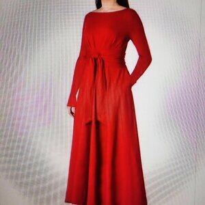 Eshakti -Obi Belt Cotton Jersey Knit Dress